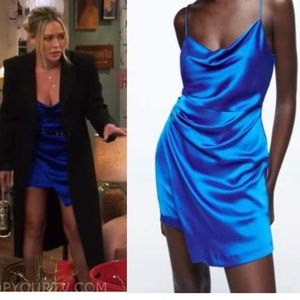 Zara draped cobalt blue mini dress size M